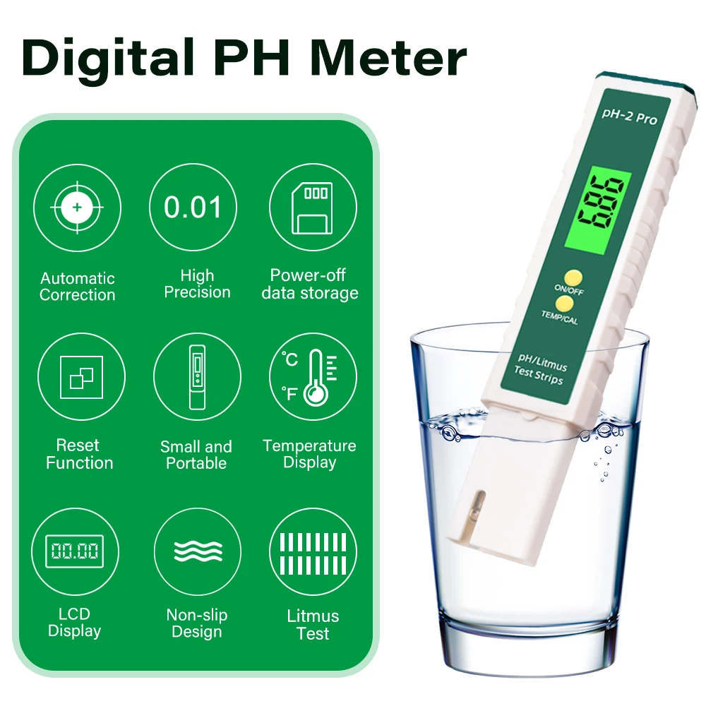 Ph Up Down Solution - PH-2 Pro Digitaler Labor-pH-Meter-Tester-Stift für Wasser
