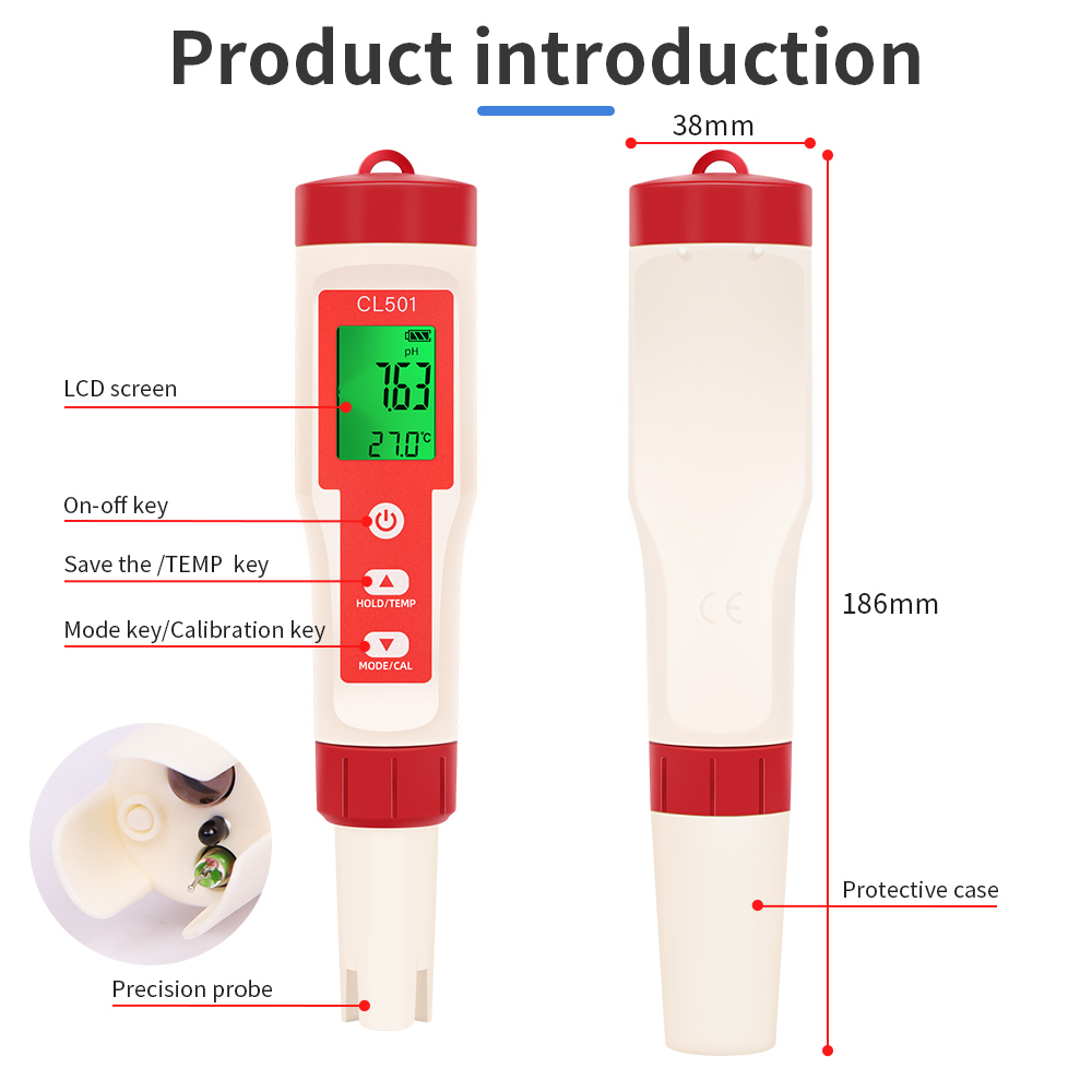PH/CL2/H2/ORP/Temperaturmessge – Ph Up Down Solution Bewertung und Preis